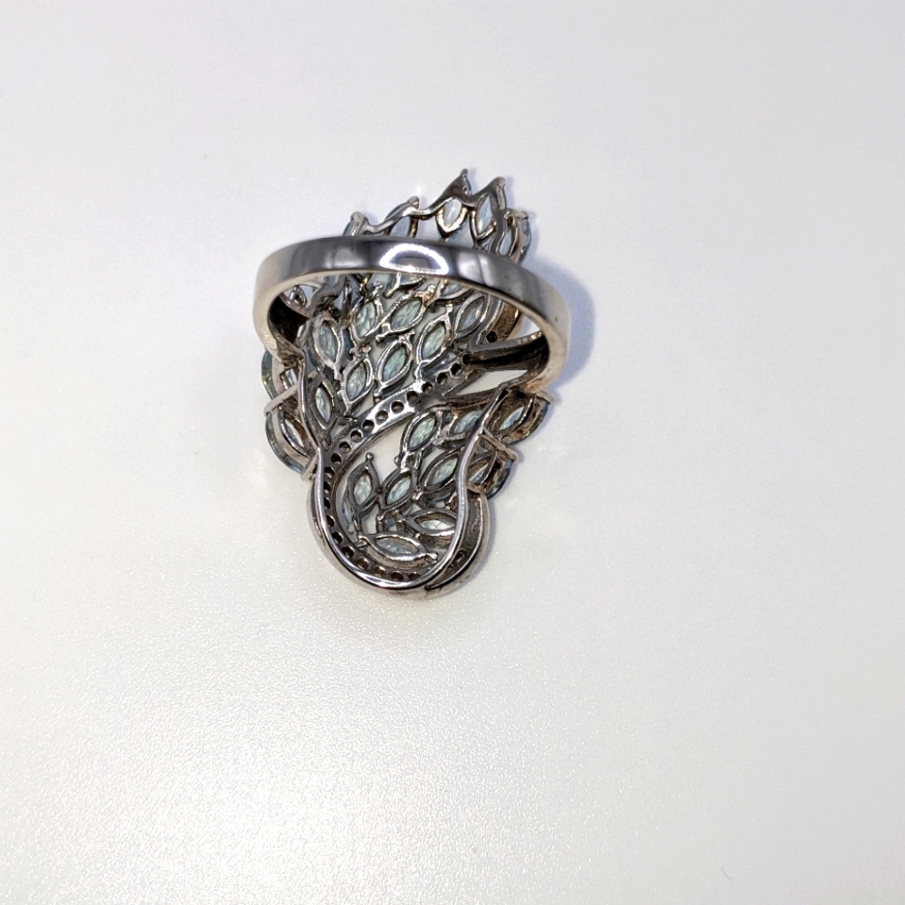Aquamarine Gemstone Ring Sterling Silver - Picture 5 of 10